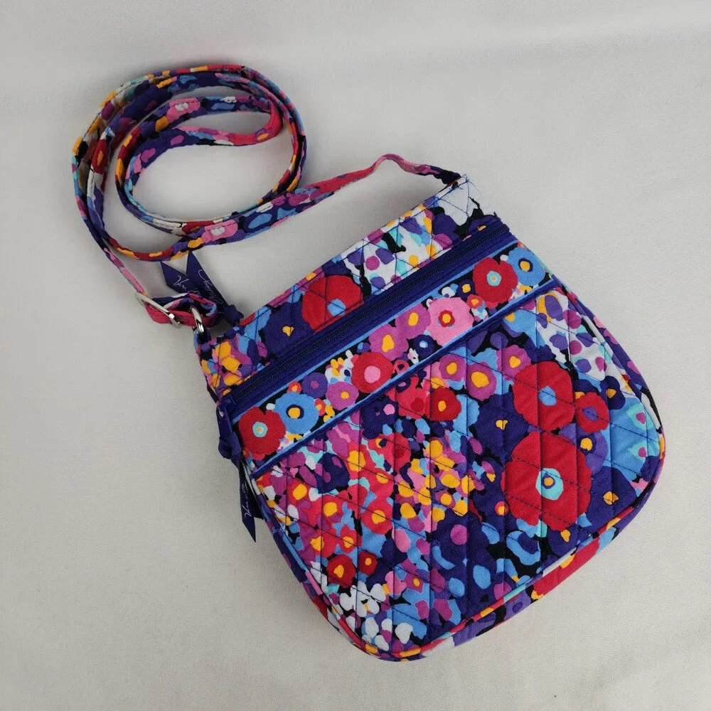 Vera Bradley Blue Floral Quilted Crossbody Purse - Picture 1 of 9